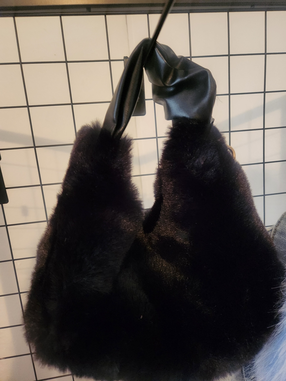 Black Faux Fur Small Hand Bag - Stylish Women's Handbag